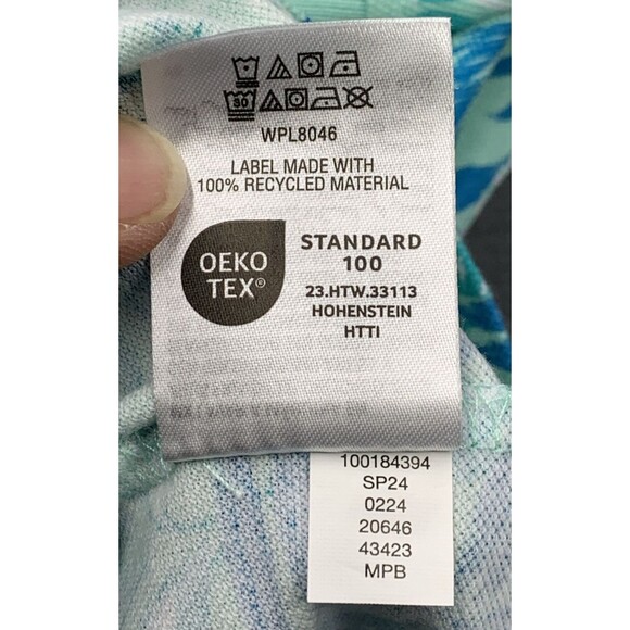 Club Room Polo Standard 100 Golf Shirt Men Large Blue Green Floral Short Sleeve - Picture 9 of 11